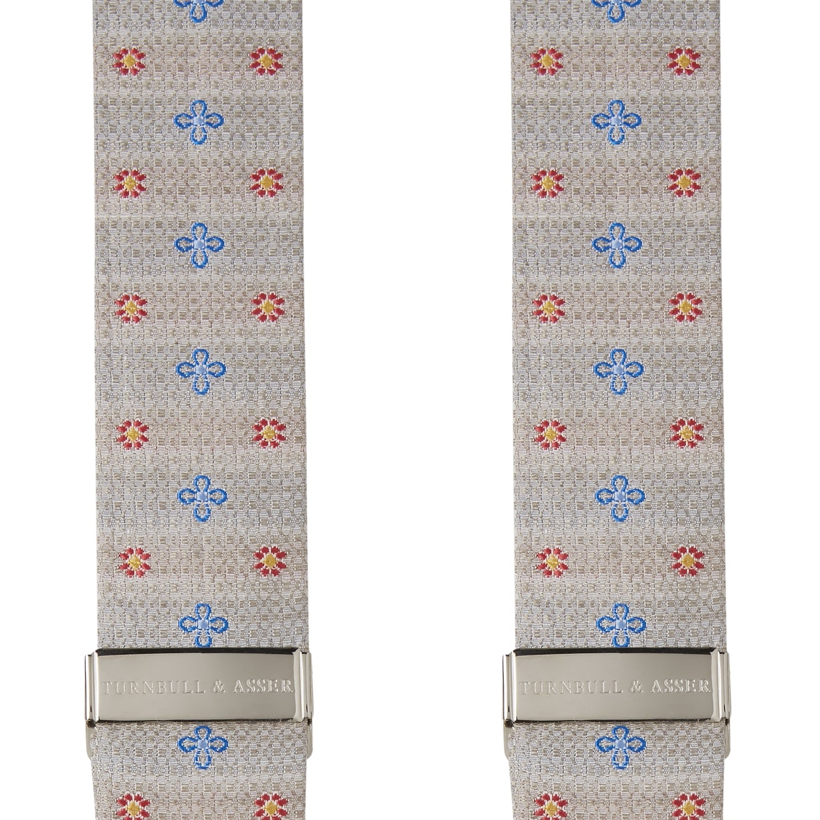 Dove Grey Floral Silk and Linen Adjustable Silk Braces