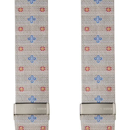 Dove Grey Floral Silk and Linen Adjustable Silk Braces