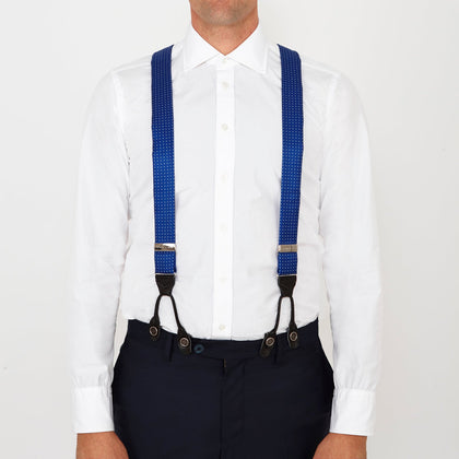 Royal Blue Small Spot Adjustable Silk Braces