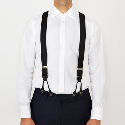 Black Herringbone Adjustable Silk Braces