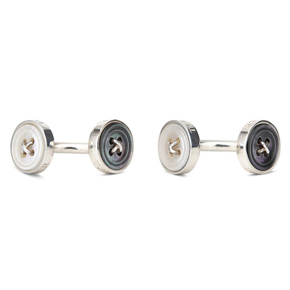 Reversible Sterling Silver Mother-of-Pearl Button Cufflinks Image 3