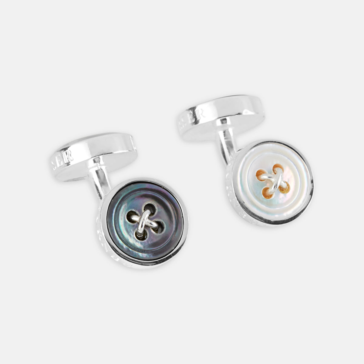 Reversible Sterling Mother Pearl Button Cufflinks