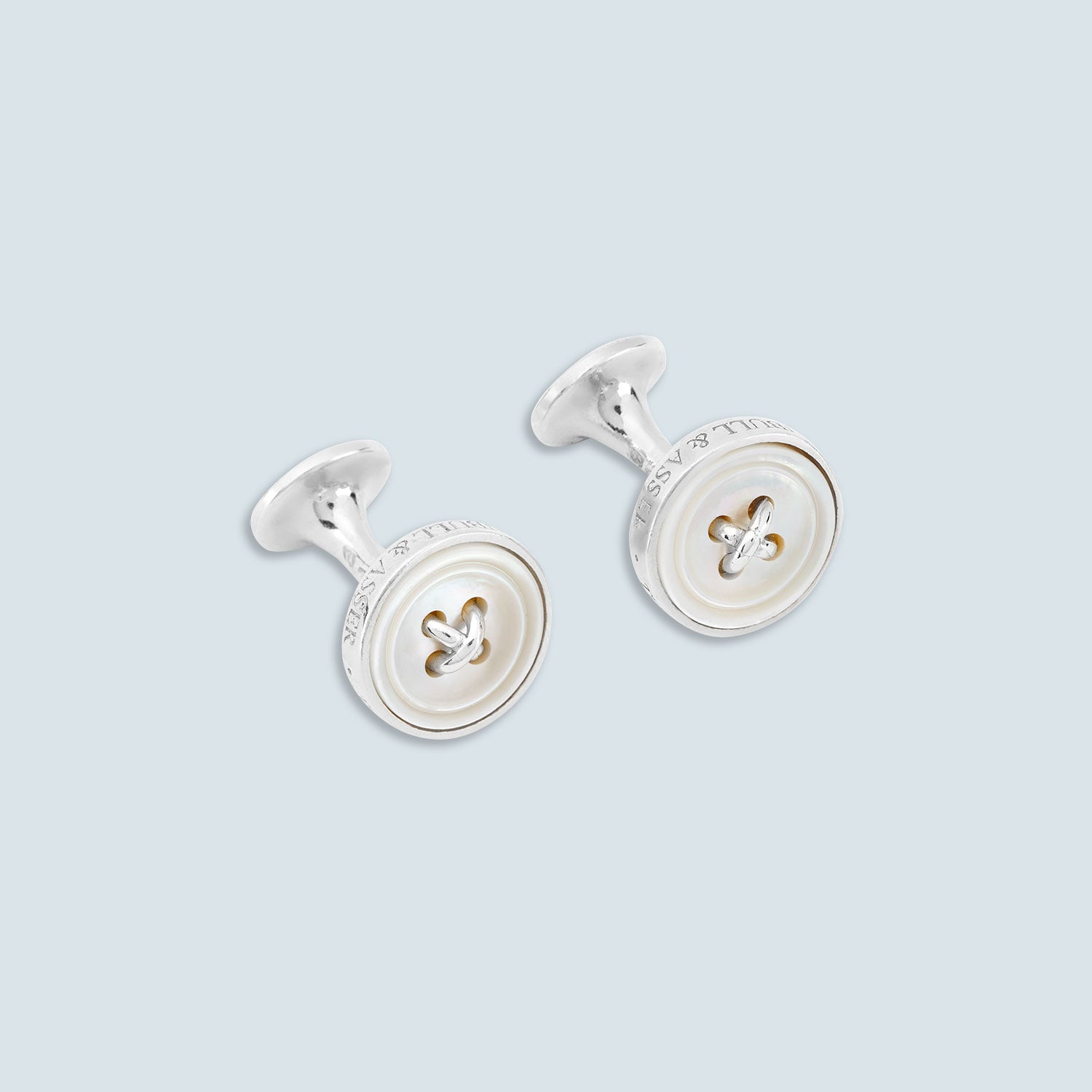 White Sterling Silver Mother-of-Pearl Button Cufflinks