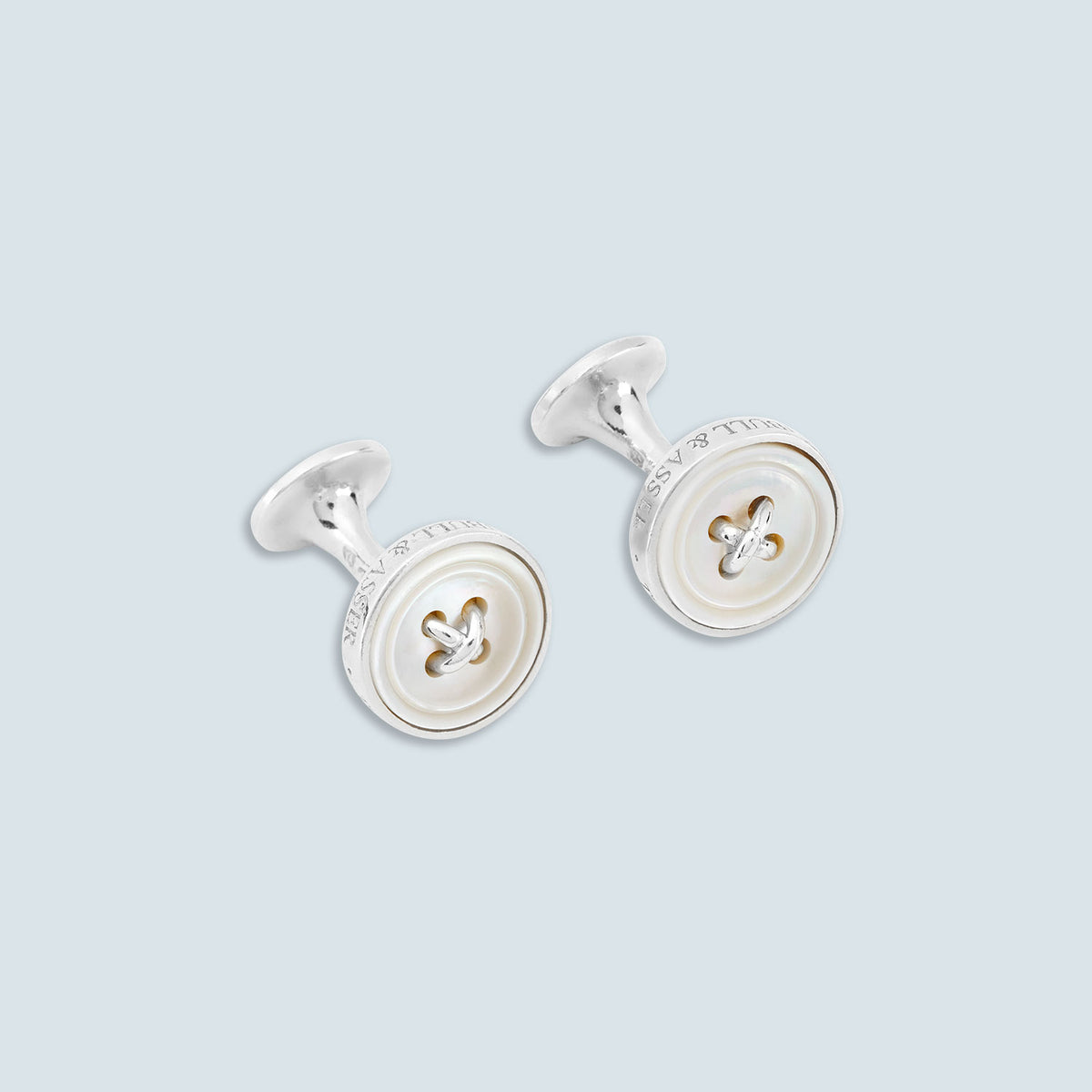 Sterling Silver Mother Pearl Button Cufflinks