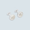 Monogrammed White Sterling Silver Mother-of-Pearl Button Cufflinks