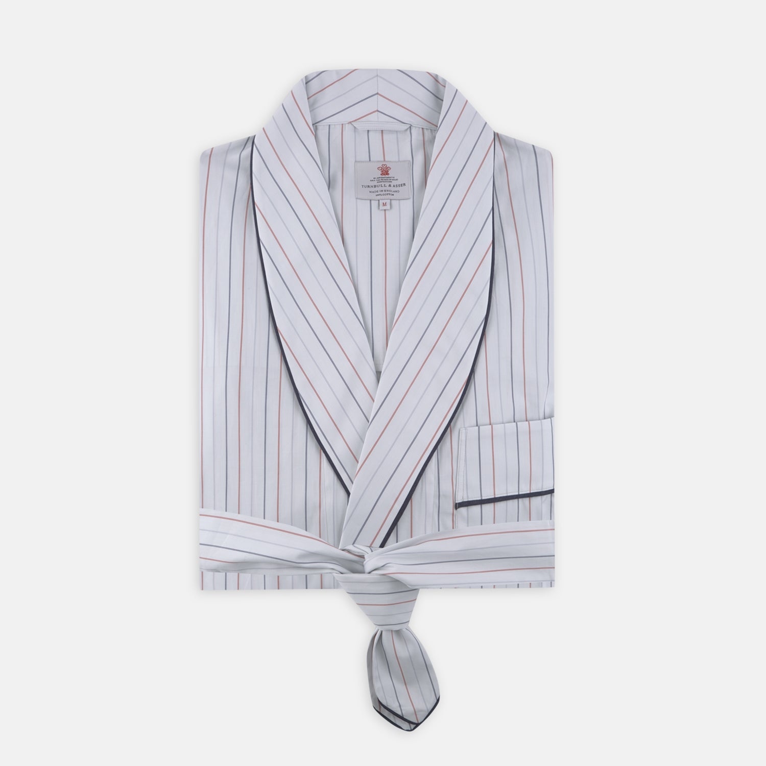 Grey, Navy and Red Pencil Stripe Cotton Gown