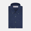 Weekend Fit Navy Linen Shirt with Dorset Collar and 1-Button Cuff