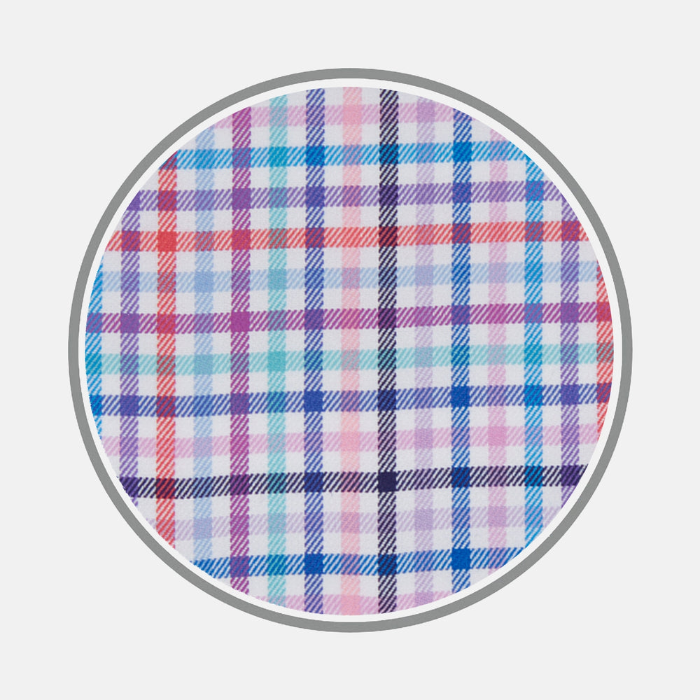 Blue, Pink and Red Graph Check Cotton Fabric