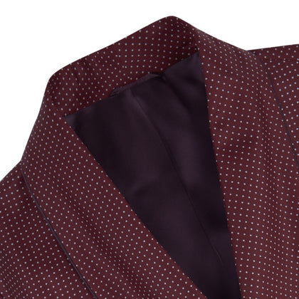 Burgundy Piped Silk Spot Gown Image 5