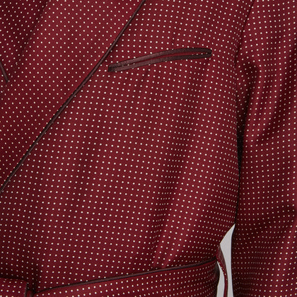 Burgundy Piped Silk Spot Gown Image 4