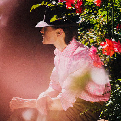 Pink & White Cotton Gingham Check Shirt with T&A Collar and 3-Button Cuffs