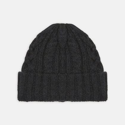 Charcoal Cable Knit Cashmere Hat