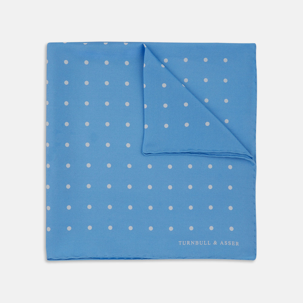 Blue Spot Silk Pocket Square