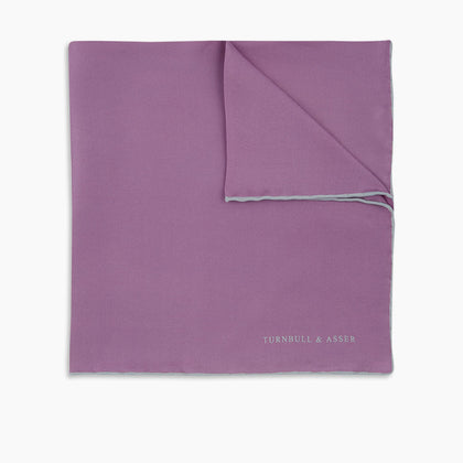 Lilac and White Piped Silk Pocket Square Image 4