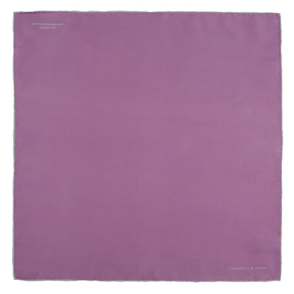Lilac and White Piped Silk Pocket Square