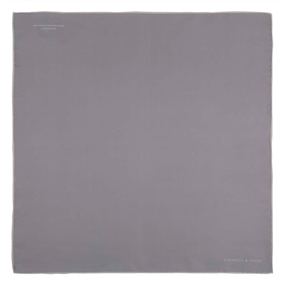 Grey and White Piped Silk Pocket Square