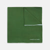 Olive and White Piped Silk Pocket Square