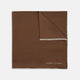 Brown and White Piped Silk Pocket Square