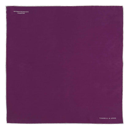 Plain Purple Silk Pocket Square with White piping