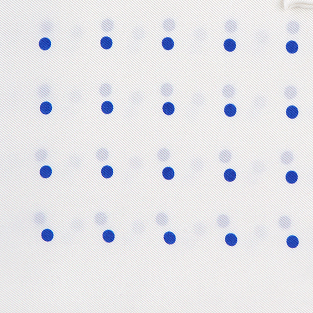 White and Blue Spot Silk Pocket Square