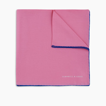 Rose and Navy Piped Silk Pocket Square Image 4