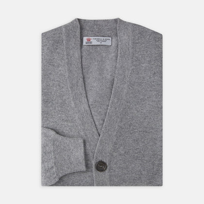 Grey Fine Cashmere Cardigan Image 3