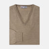 Camel Fine Merino V-Neck Jumper