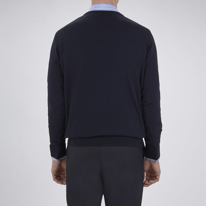 Indigo V-Neck Merino Wool Jumper Image 2