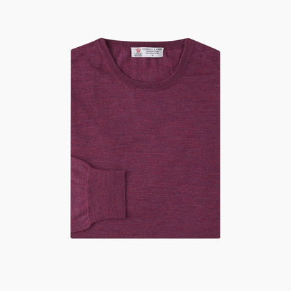 Plum Fine Merino Crew Neck Jumper Image 2