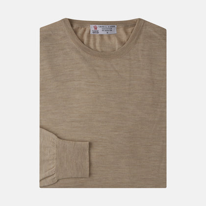 Camel Fine Merino Crewneck Jumper
