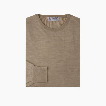 Camel Fine Merino Crewneck Jumper Image 2