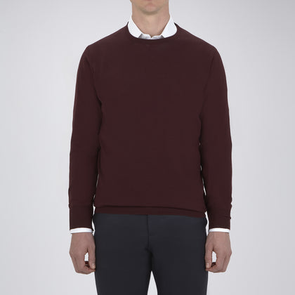 Wine Crew Neck Merino Wool Jumper