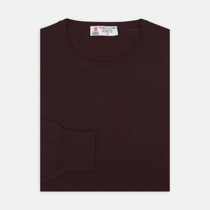 Wine Crew Neck Merino Wool Jumper