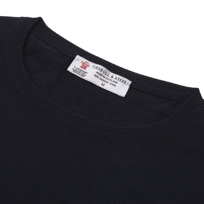 Indigo Crew Neck Merino Wool Jumper Image 3