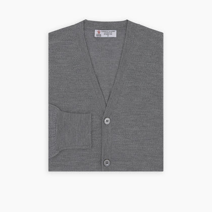 Flannel Grey Merino Wool Cardigan Image 2