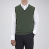 View 2 of product The Turnbull & Asser Green V-Neck Cashmere Slipover is neatly folded with the brand and size tag visible, displayed flat on a plain white background.