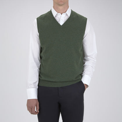Green V-Neck Cashmere Slipover