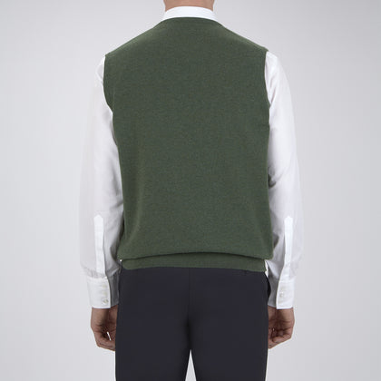Green V-Neck Cashmere Slipover Image 2