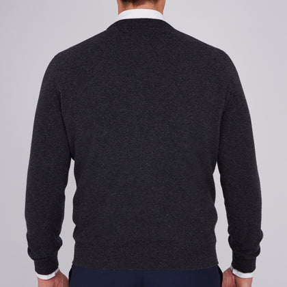 Charcoal Crew Neck Cashmere Jumper Image 3