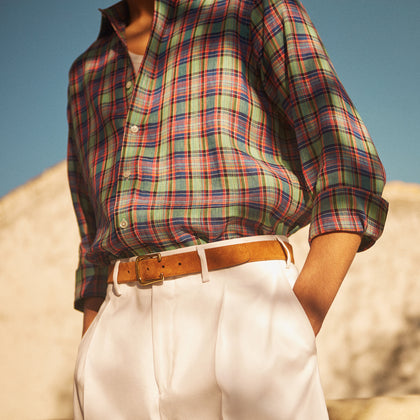 White Cotton Pleated Trousers