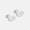 View 1 of product The Turnbull & Asser STERLING SILVER ART CUFFLINKS have oval faces with an engraved swirl pattern, finished elegantly against a plain white background.