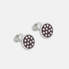 View 1 of product Turnbull & Asser’s Spotted Burgundy and White Sterling Silver Enamelled Cufflinks add subtle sophistication to your smart attire with a stylish dot pattern on a rich background.