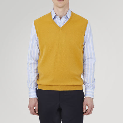 Sunflower Yellow V-Neck Cashmere Slipover