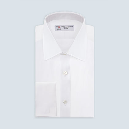 White Superfine Oxford Cotton Shirt with T&A Collar and Double Cuffs