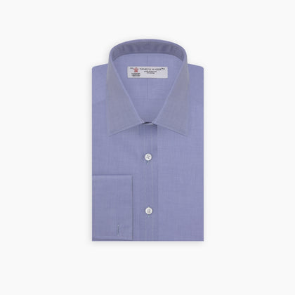 Blue Superfine Oxford Cotton Shirt with T&A Collar and Double Cuffs Image 4