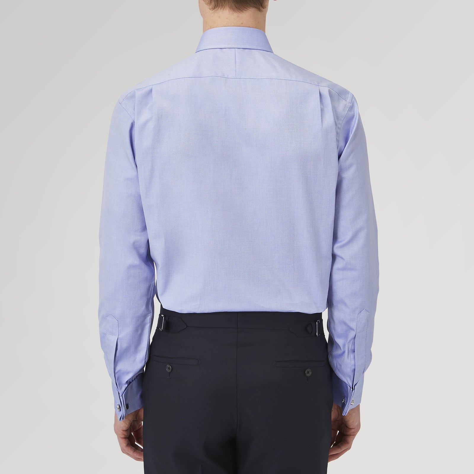 Blue Superfine Oxford Cotton Shirt with T&A Collar and Double Cuffs