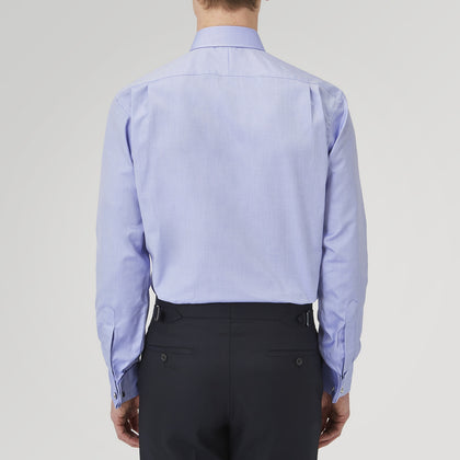 Blue Superfine Oxford Cotton Shirt with T&A Collar and Double Cuffs Image 2