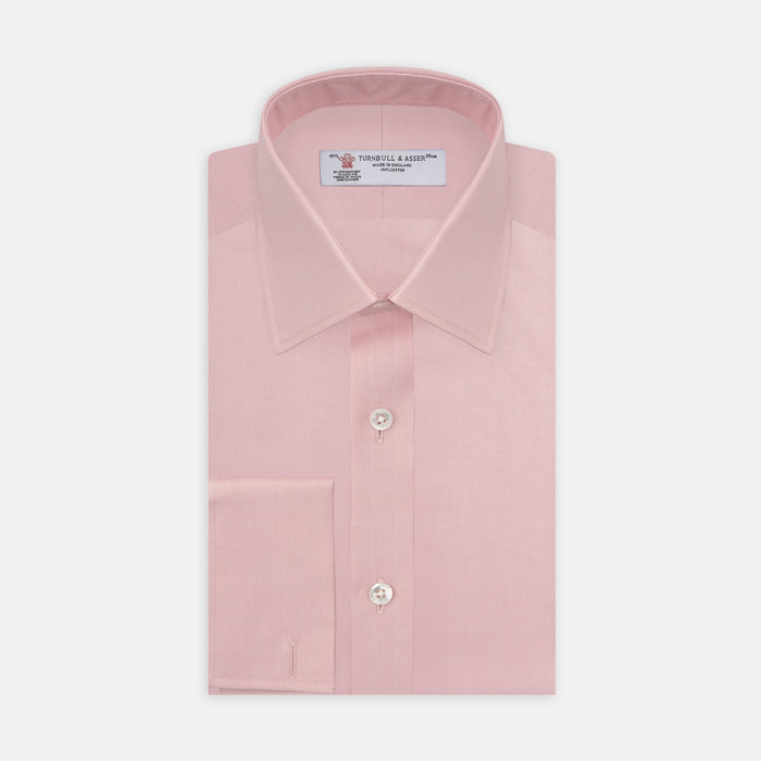 Pink Superfine Oxford Cotton Shirt with T&A Collar and Double Cuffs