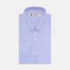 View 1 of product A Turnbull & Asser Light Blue Herringbone Sea Island Quality Cotton Shirt with T&A collar and double cuffs is neatly folded, label visible, and displayed against a plain white background.