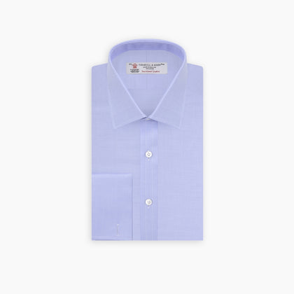 Light Blue Herringbone Sea Island Quality Cotton Shirt with T&A Collar and Double Cuffs Image 4
